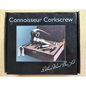 Corkscrew Set-Connoisseur-Deluxe Wood Box Set-Wine Opening & Storage Utensils